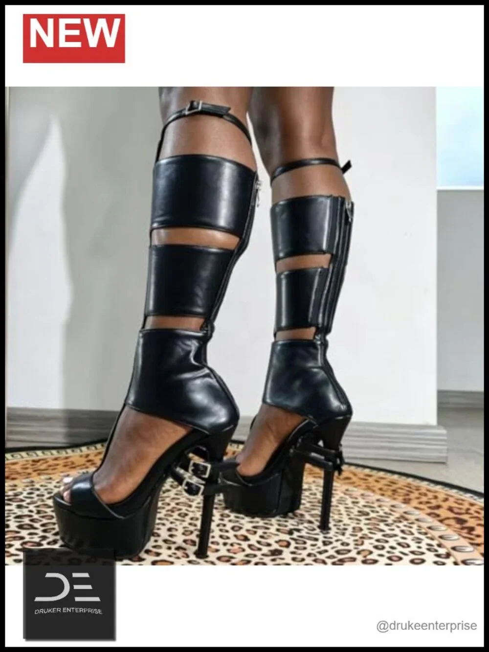 Knee High Platform Heeled Gladiator Sandals